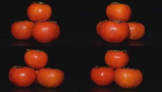 火晶柿子脆柿子秋季水果高清在线视频素材下载