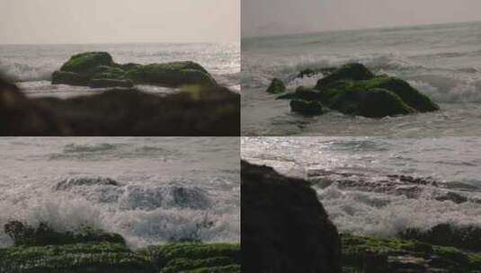 海浪升格 海浪拍打礁石高清在线视频素材下载