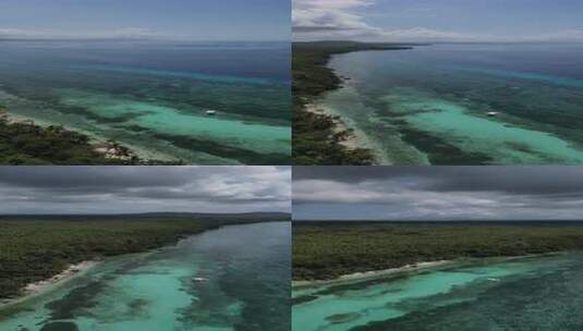 海岸线上空的航拍视频，菲律宾保和岛上的船高清在线视频素材下载