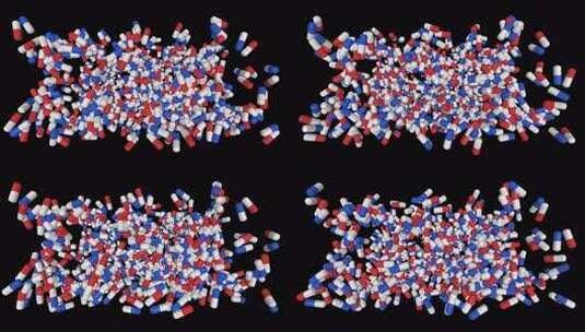 混沌运动中的药丸，Alpha通道，循环旋高清在线视频素材下载