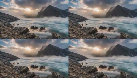 山间云海日出风景高清在线视频素材下载