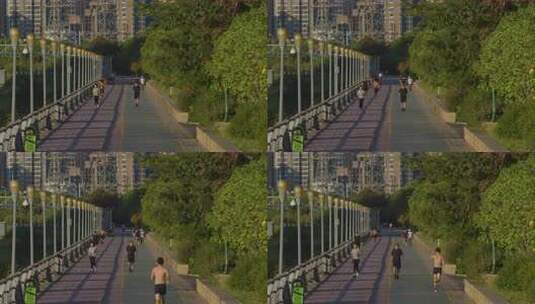 6K夏日河堤晨跑一组高清在线视频素材下载