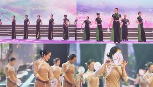 女性旗袍舞台舞蹈表演高清在线视频素材下载