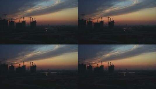 黄昏时刻都市高层建筑场景高清在线视频素材下载