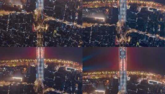 广州_海珠桥_海珠广场夜景航拍延时4K高清在线视频素材下载