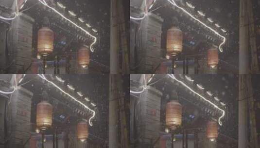 北京夜间雪景高清在线视频素材下载