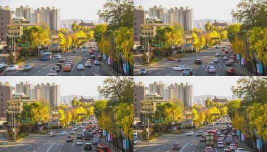 城市道路的车流延时摄影高清在线视频素材下载