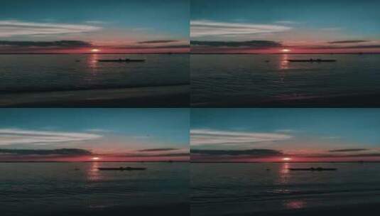 竖屏拍摄的落日晚霞海滩高清在线视频素材下载