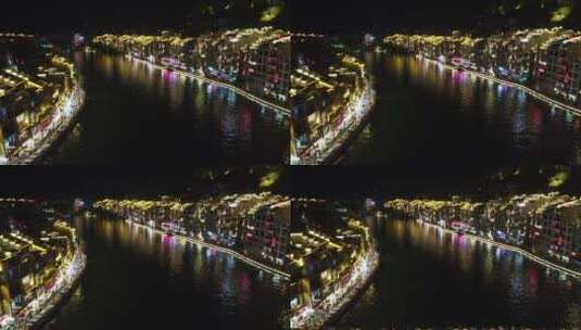 4K 航拍 贵州 镇远古镇 5A 景区 夜景灯光高清在线视频素材下载