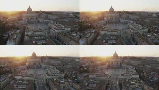 黄昏下梵蒂冈城航拍景观高清在线视频素材下载