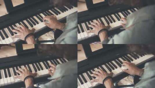 音乐人在弹钢琴高清在线视频素材下载