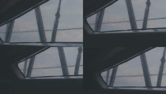 雨滴滴落在游艇窗户上的特写镜头高清在线视频素材下载