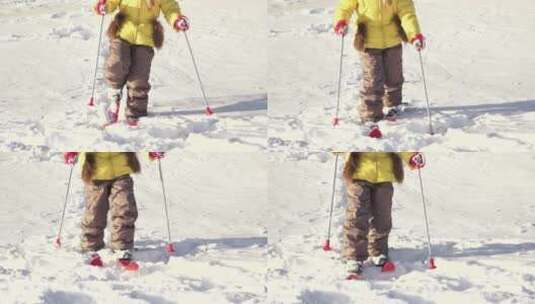 滑雪的小女孩高清在线视频素材下载