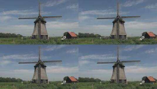 荷兰风车房景观高清在线视频素材下载