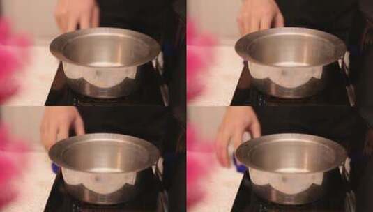 熬五谷豆浆制作核桃酪高清在线视频素材下载