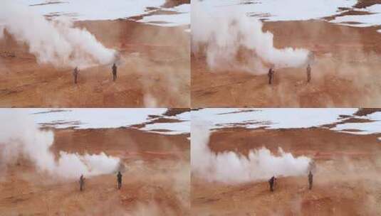 摄影师拍摄地热喷发高清在线视频素材下载