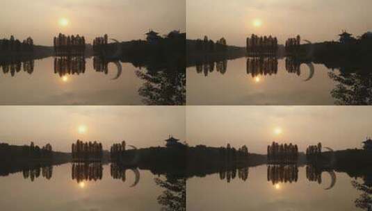 衡阳南湖公园日落夕阳高清在线视频素材下载