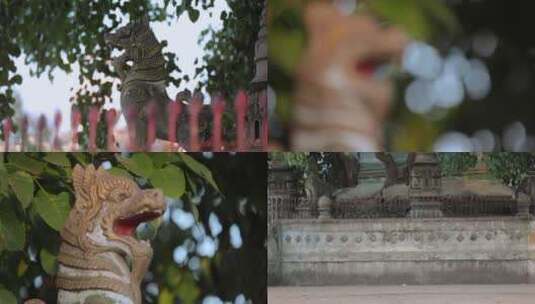 文字碑视频云南德宏芒市树包塔民族图腾雕塑高清在线视频素材下载
