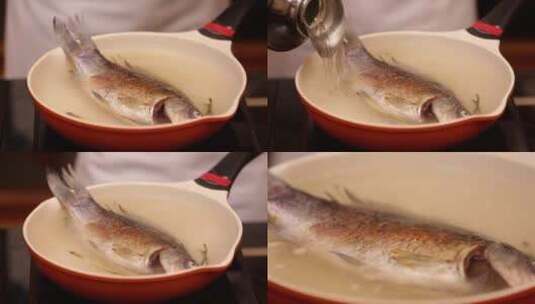【镜头合集】煎鱼炖鱼汤高清在线视频素材下载