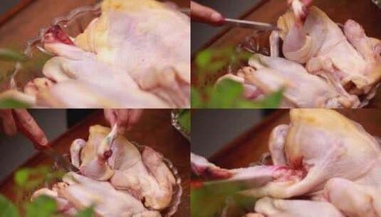【镜头合集】病鸡肉白条鸡皮下高清在线视频素材下载
