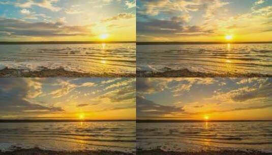 夕阳照耀着海洋景观高清在线视频素材下载
