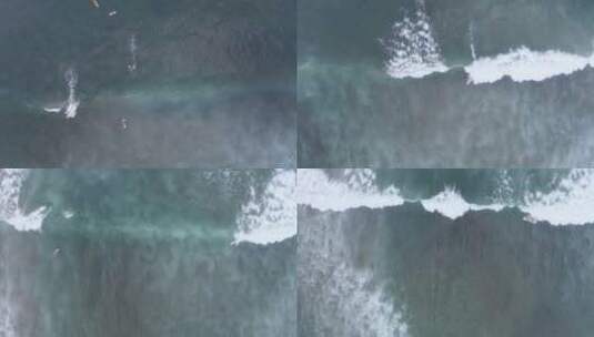 海浪和冲浪者的鸟瞰高清在线视频素材下载