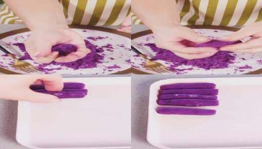 紫薯卷制作高清在线视频素材下载