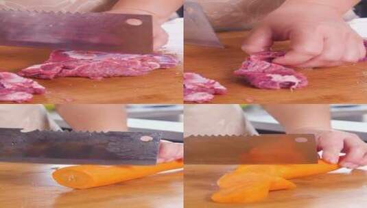 切胡萝卜土豆牛肉高清在线视频素材下载