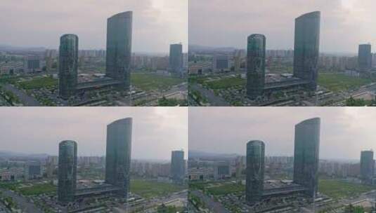 航拍上虞余坤国际广场建筑风光高清在线视频素材下载