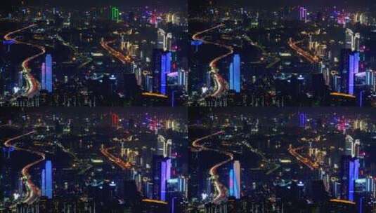 深圳夜间照明的建筑高清在线视频素材下载