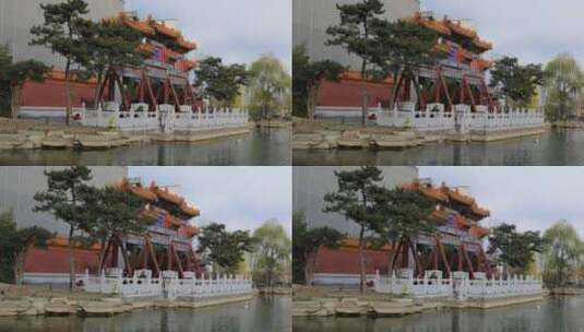 北京园林博物馆内的牌楼建筑高清在线视频素材下载