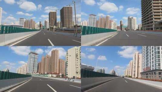 上海封城中的晴空高架路路况高清在线视频素材下载