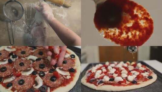 披萨制作过程高清在线视频素材下载