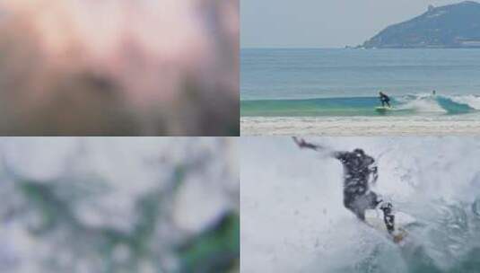 4K国内国外海边冲浪极限运动冒险海浪浪花高清在线视频素材下载