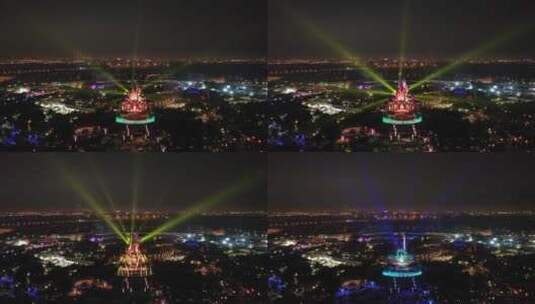 航拍上海迪士尼灯光秀表演高清在线视频素材下载