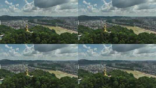 广西梧州妈祖庙雕像航拍高清在线视频素材下载