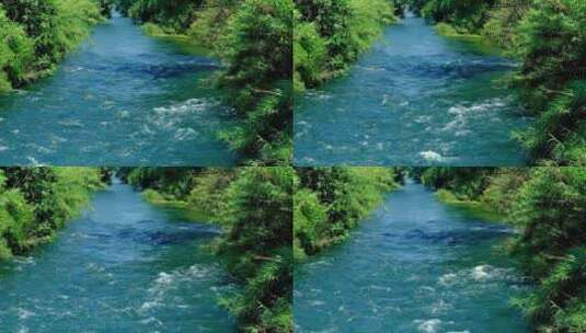 大自然宁静的流淌的山涧森林河流高清在线视频素材下载
