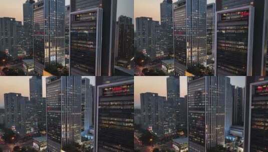 4K深圳南山区高新产业园华润置地日落夜景高清在线视频素材下载