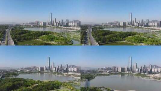 深圳湾1号建筑群人才公园高清在线视频素材下载