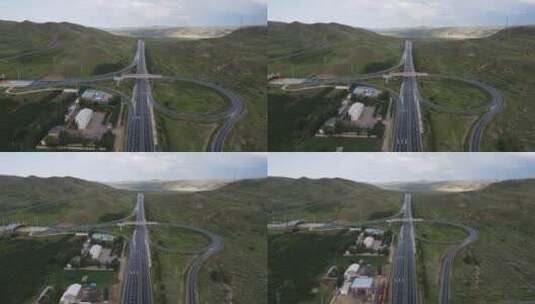 航拍克什克腾旗段丹锡高速公路高清在线视频素材下载