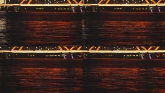 城市夜晚唯美江面上一只停靠的鸟高清在线视频素材下载