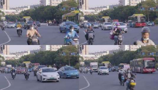 街头   车流 人流  十字路口   城市街头高清在线视频素材下载