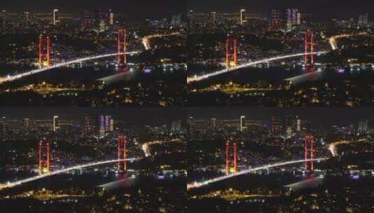 伊斯坦布尔全景与博斯普鲁斯大桥高清在线视频素材下载