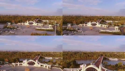 哈尔滨太阳岛风景区太阳石广场高清在线视频素材下载