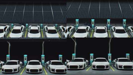 新能源电动汽车高级充电站充电桩展示动画高清在线视频素材下载