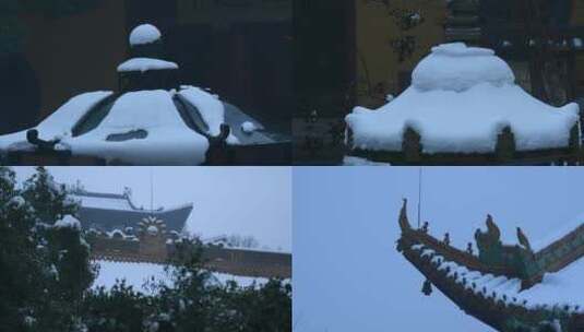 杭州西湖净慈寺禅院冬天雪景4K视频合集高清在线视频素材下载