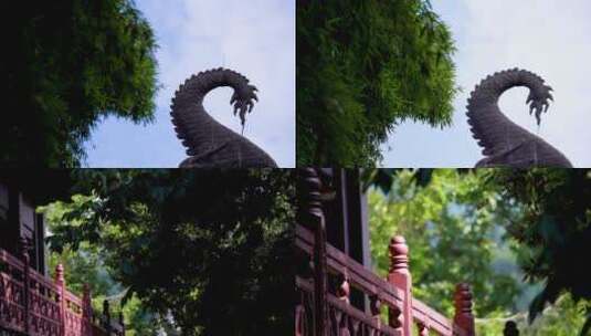 杭州江南寺庙蓝天白云屋檐4K视频合集高清在线视频素材下载