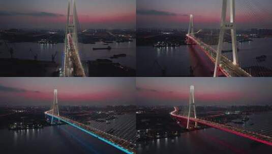 城市风光晚霞大桥高清在线视频素材下载