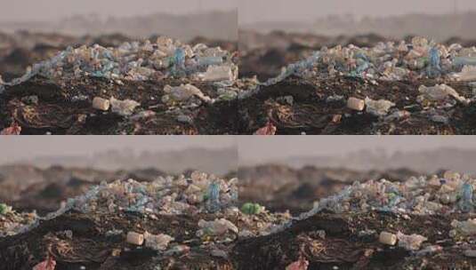 成堆的脏塑料污染高清在线视频素材下载