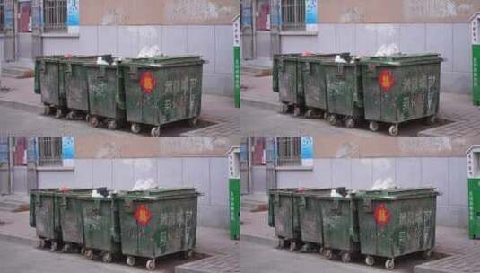 小县城垃圾箱空镜高清在线视频素材下载
